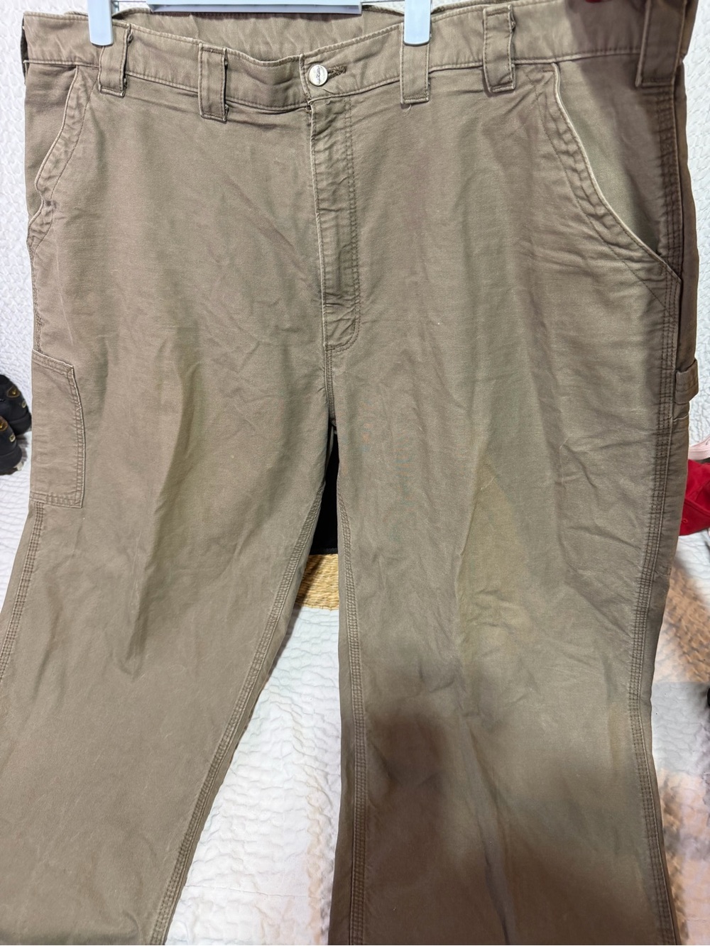 Carhartt Men's Olive-Brown Cargo Work Pants 46x28